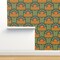 Geometric Floral Retro Botanical Art Nouveau 70S Groovy Boho Scandi Orange Green Custom Removable Wallpaper by Spoonflower Peel & Stick Wallpaper 2FT Wide